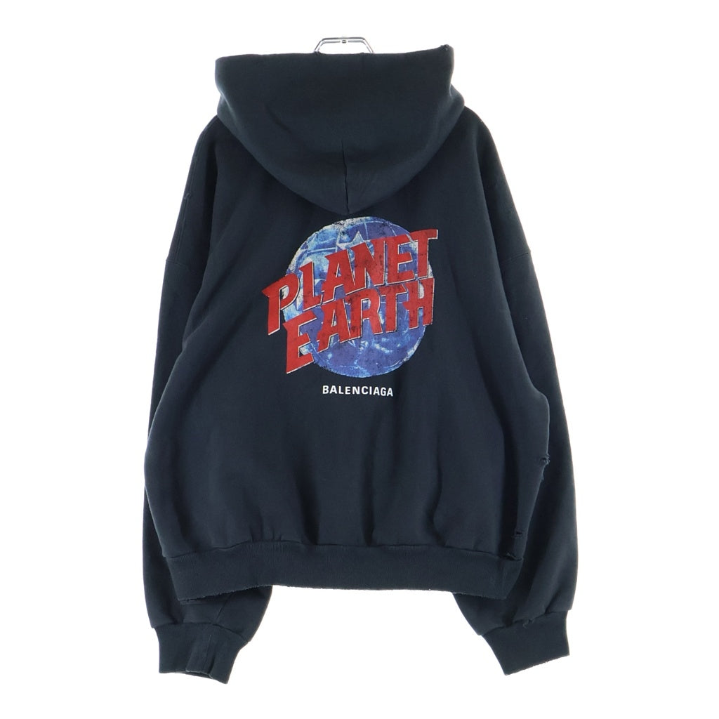 BALENCIAGA(バレンシアガ) 24AW PLANET EARTH プラネット アース ジップアップパーカー フーディ コットン ブラック