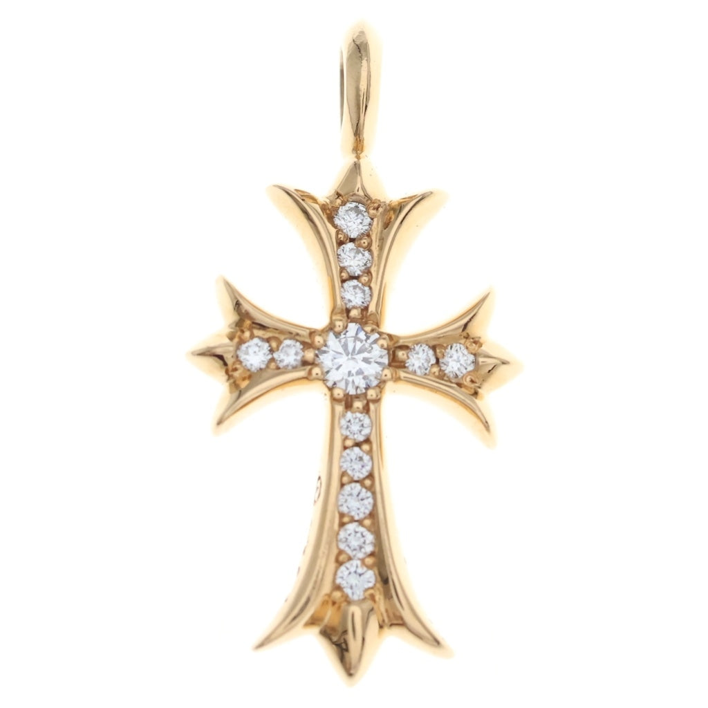 CHROME HEARTS(クロムハーツ) タイニー クロスファット ペンダント トップ チャーム K22 ダイヤモンド パヴェ ゴールド 9g