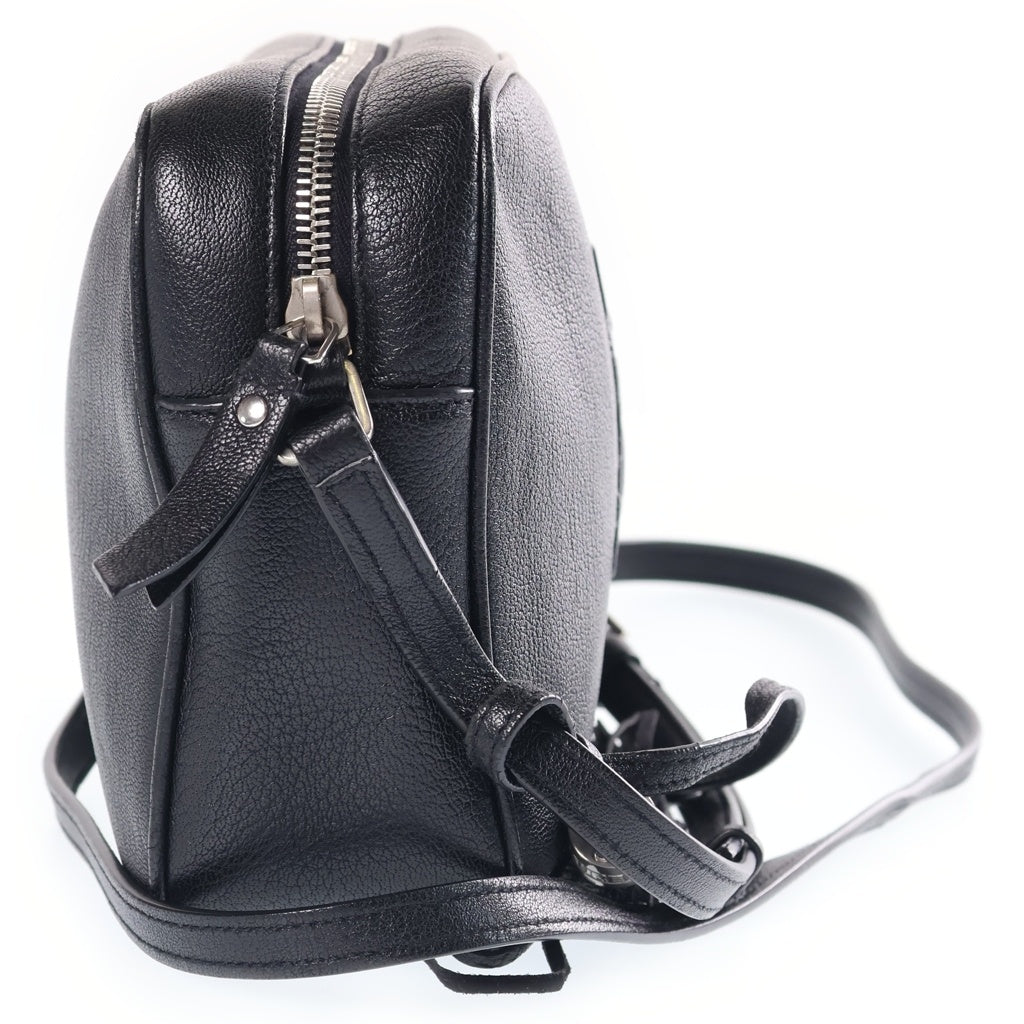 SAINT LAURENT PARIS(サンローランパリ) フリンジ レザーショルダーバッグ ブラック 470299 シルバー金具 レディース