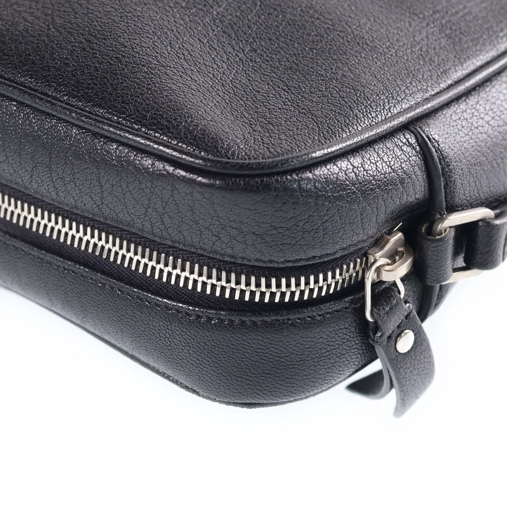 SAINT LAURENT PARIS(サンローランパリ) フリンジ レザーショルダーバッグ ブラック 470299 シルバー金具 レディース