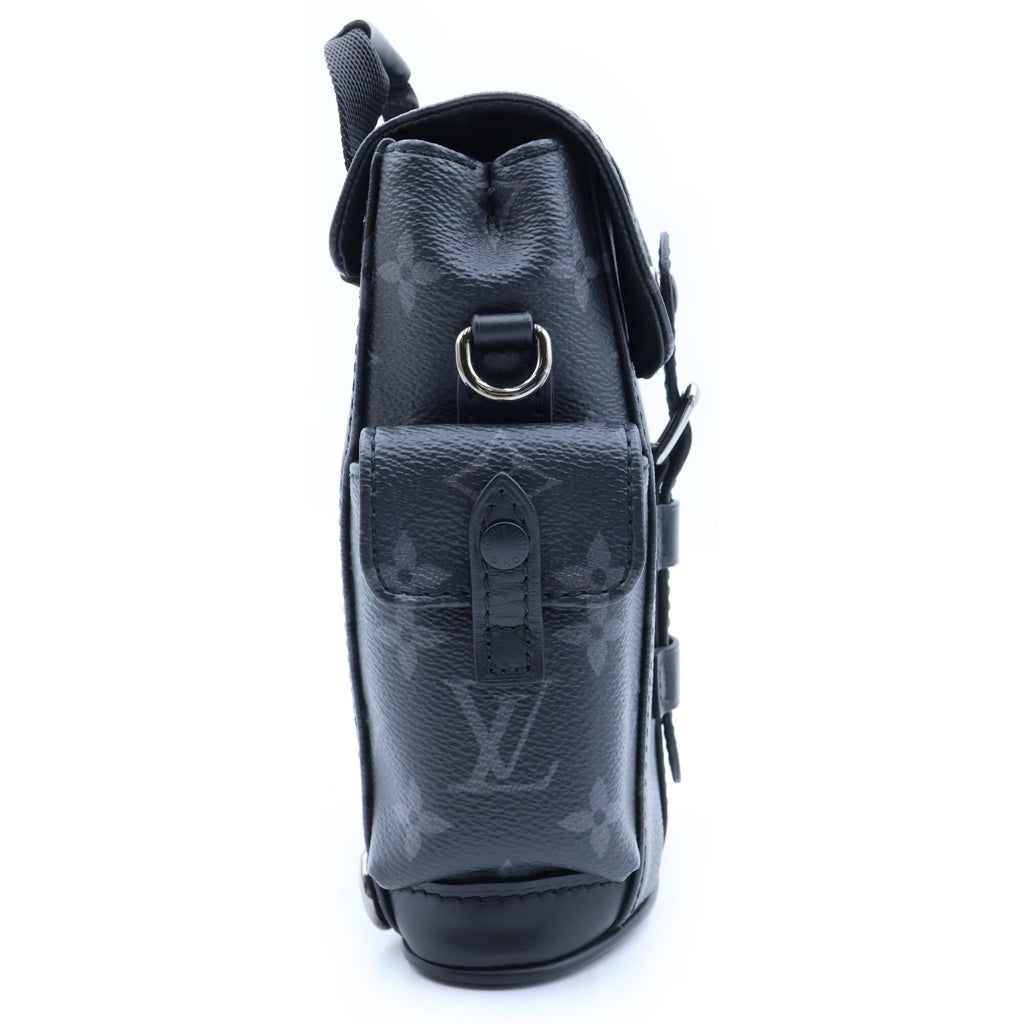 LOUIS VUITTON(ルイヴィトン) モノグラム エクリプス ナノクリストファー ショルダーバッグ ブラック レザー×PVC M82769 シルバー金具 レディース