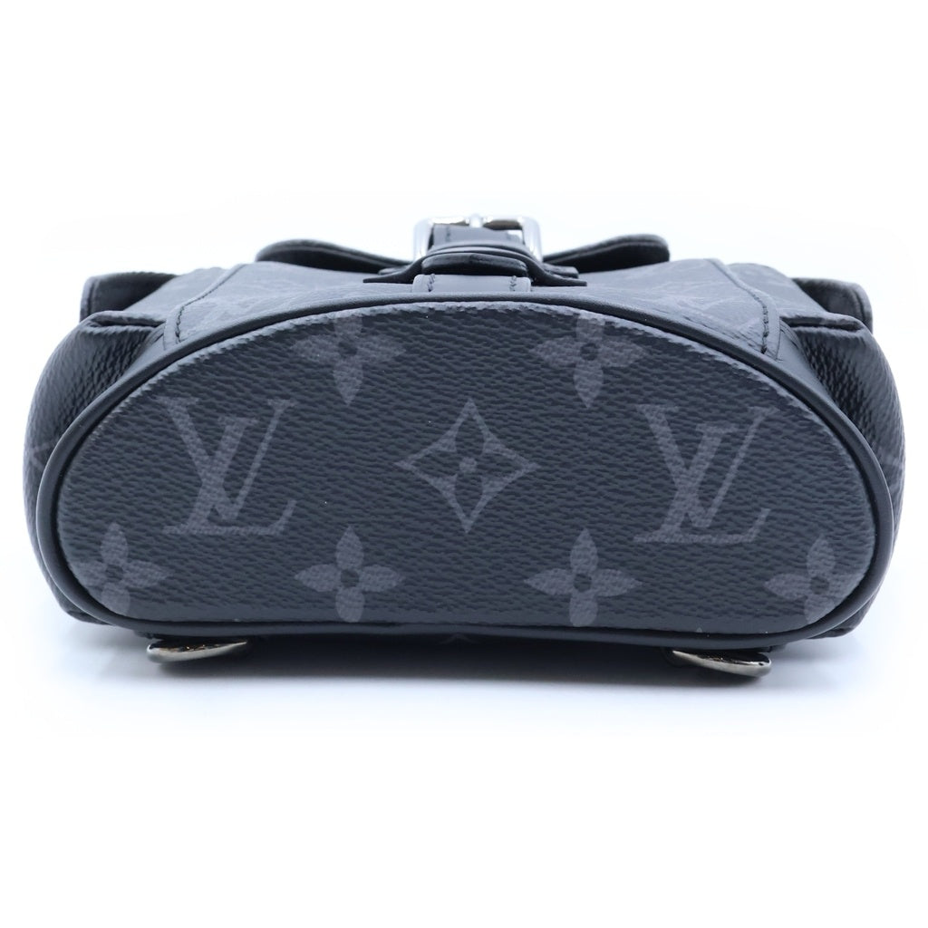 LOUIS VUITTON(ルイヴィトン) モノグラム エクリプス ナノクリストファー ショルダーバッグ ブラック レザー×PVC M82769 シルバー金具 レディース