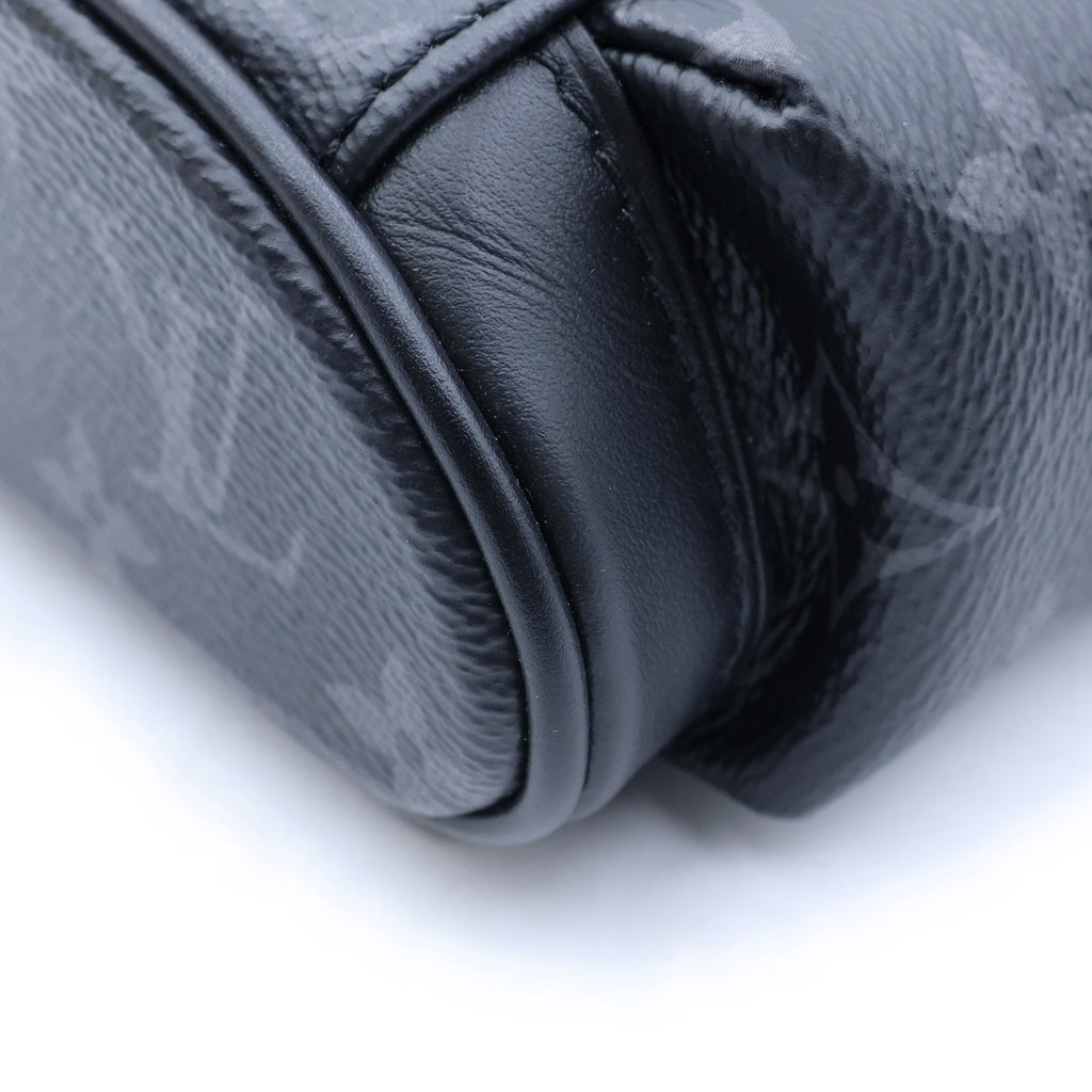 LOUIS VUITTON(ルイヴィトン) モノグラム エクリプス ナノクリストファー ショルダーバッグ ブラック レザー×PVC M82769 シルバー金具 レディース
