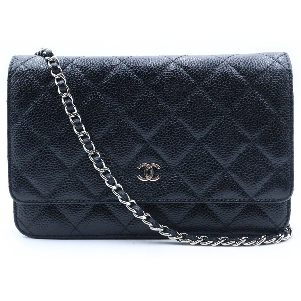 CHANEL(シャネル) マトラッセチェーンショルダーウォレット ショルダーバッグ ブラック キャビアスキン 27番台 AP0250 シルバー金具 レディース