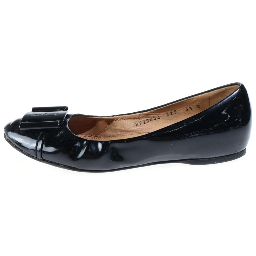 Salvatore Ferragamo(サルヴァトーレ フェラガモ) ヴァリナ パテントレザー パンプス フラットシューズ ブラック レディース