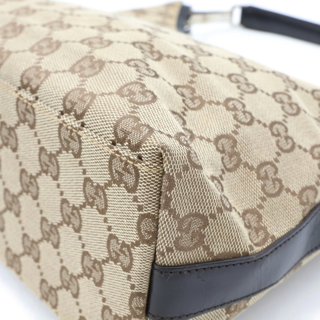 GUCCI(グッチ) GGキャンバス ワンショルダーバック ベージュ レザー×キャンバス 000.0602 シルバー金具 レディース