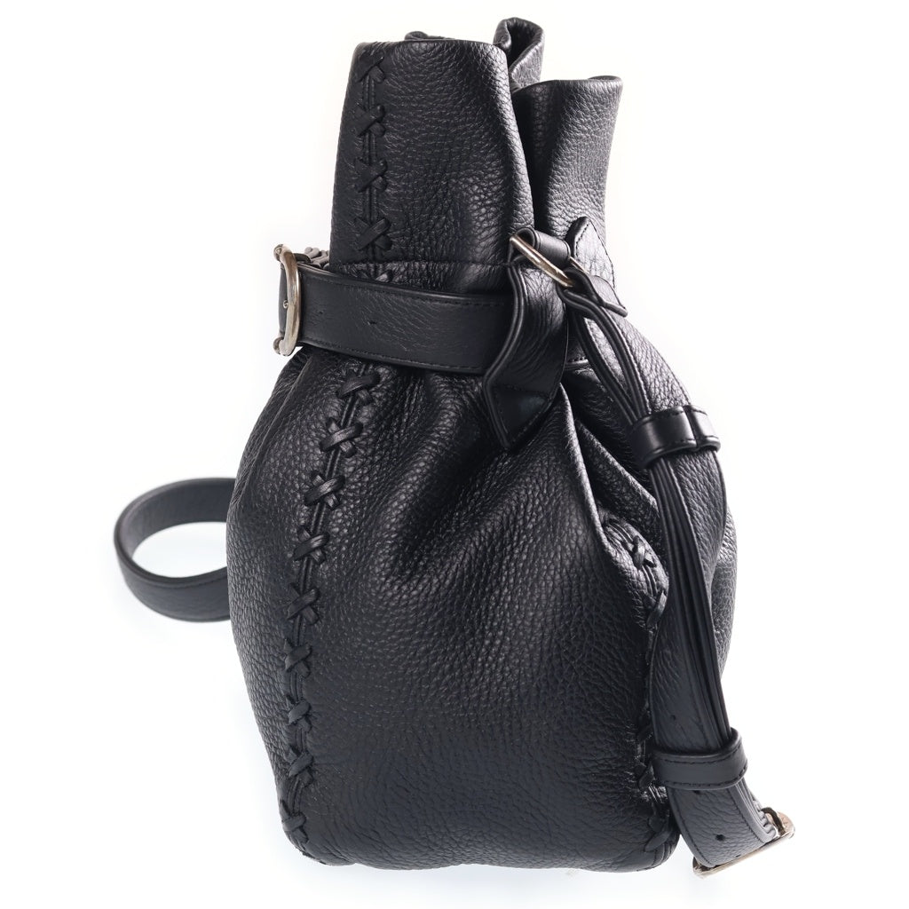 CHROME HEARTS(クロムハーツ) GIVE THE DOG A BONE ショルダーバッグ ガンスリンガーバックル レザー ブラック レディース