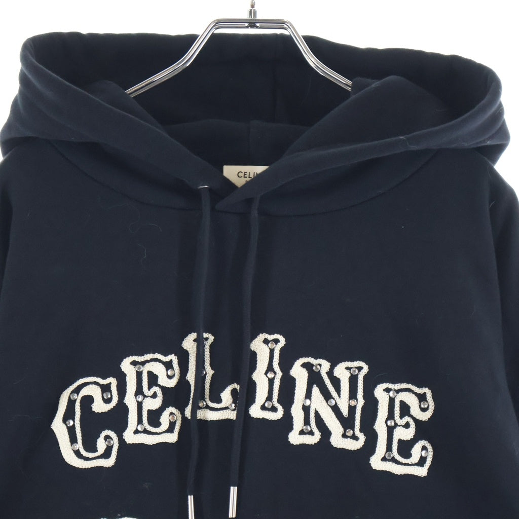 CELINE(セリーヌ) Loose Embroidered Hoodie ルーズ ロゴ刺繍 プルオーバーフーディー パーカー ブラック 2Y03E670Q.38XC