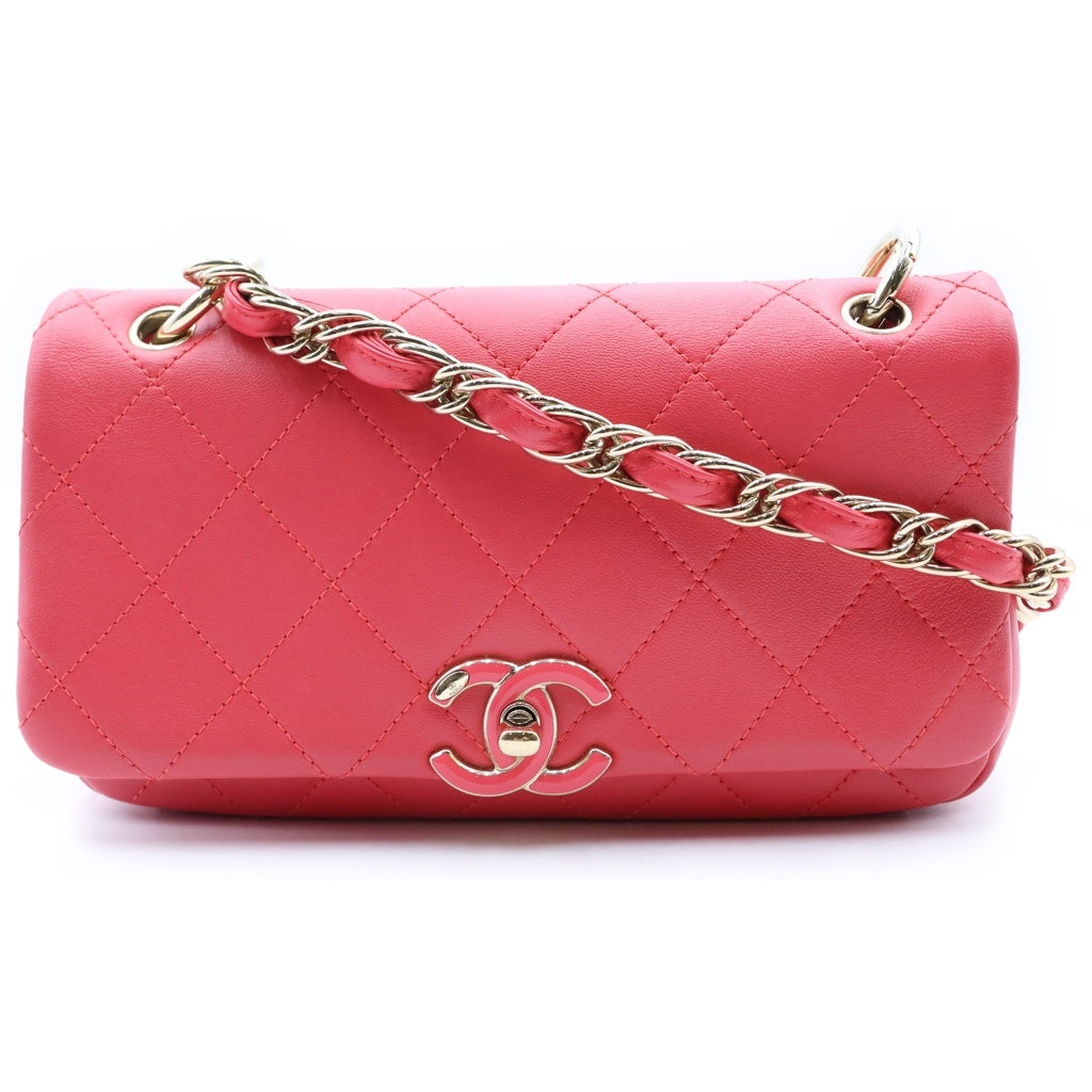 CHANEL(シャネル) マトラッセ フラップチェーン ショルダーバッグ ラムスキン ピンク レディース