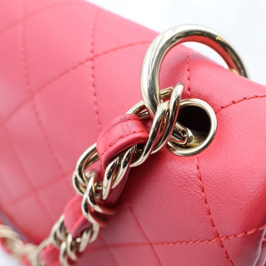 CHANEL(シャネル) マトラッセ フラップチェーン ショルダーバッグ ラムスキン ピンク レディース