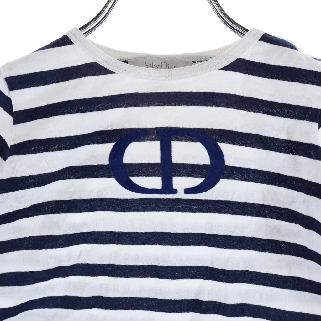 Christian Dior(クリスチャンディオール) baby DIOR ボーダー Tシャツ 半袖 カットソー CDロゴ ホワイト/ネイビー レディース