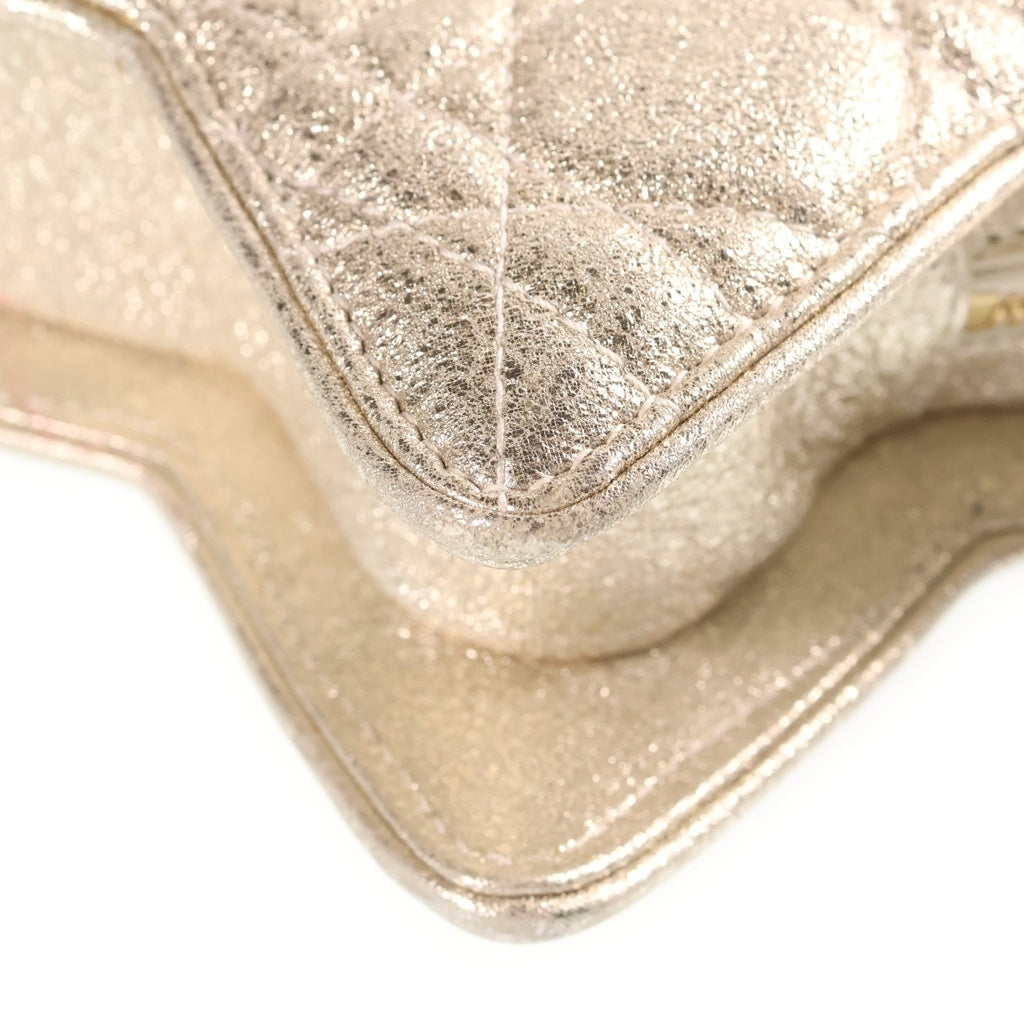 Christian Dior(クリスチャンディオール) キッズ スターバッグ チェーンショルダーバッグ ゴールド グリッター レザー ゴールド金具 レディース