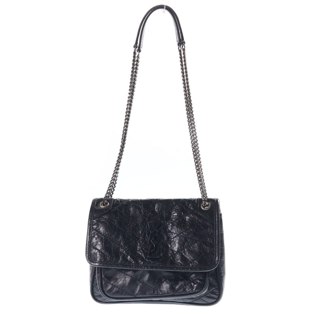 SAINT LAURENT PARIS(サンローランパリ) ニキ ショルダーバッグ チェーンバッグ ブラック シャイニーカーフスキン レザー 533037 ブラック金具 レディース