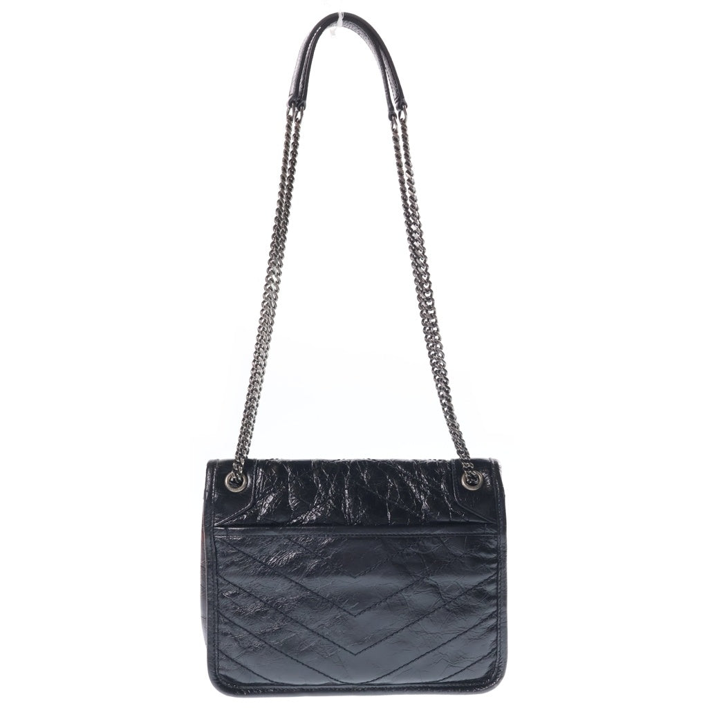 SAINT LAURENT PARIS(サンローランパリ) ニキ ショルダーバッグ チェーンバッグ ブラック シャイニーカーフスキン レザー 533037 ブラック金具 レディース