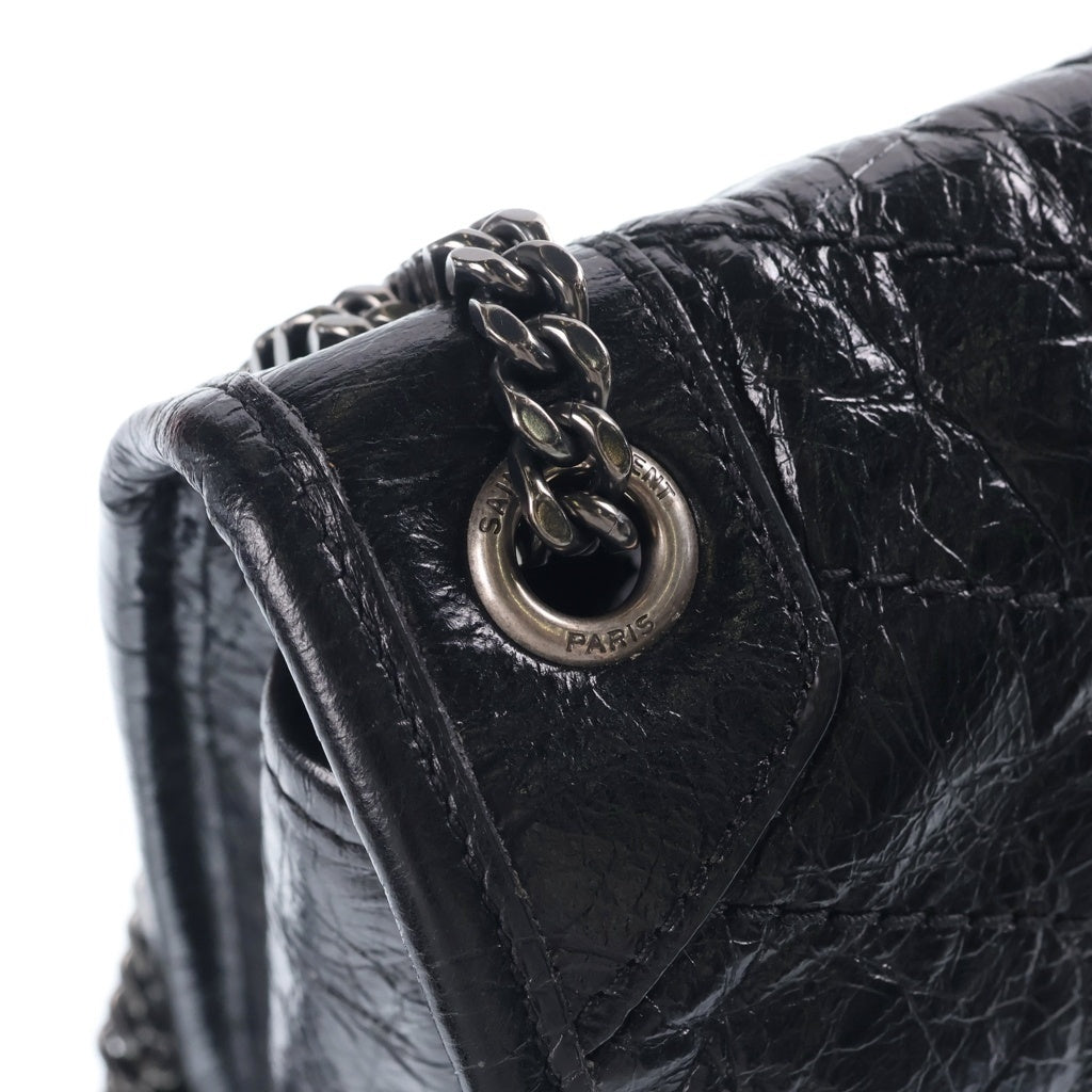 SAINT LAURENT PARIS(サンローランパリ) ニキ ショルダーバッグ チェーンバッグ ブラック シャイニーカーフスキン レザー 533037 ブラック金具 レディース