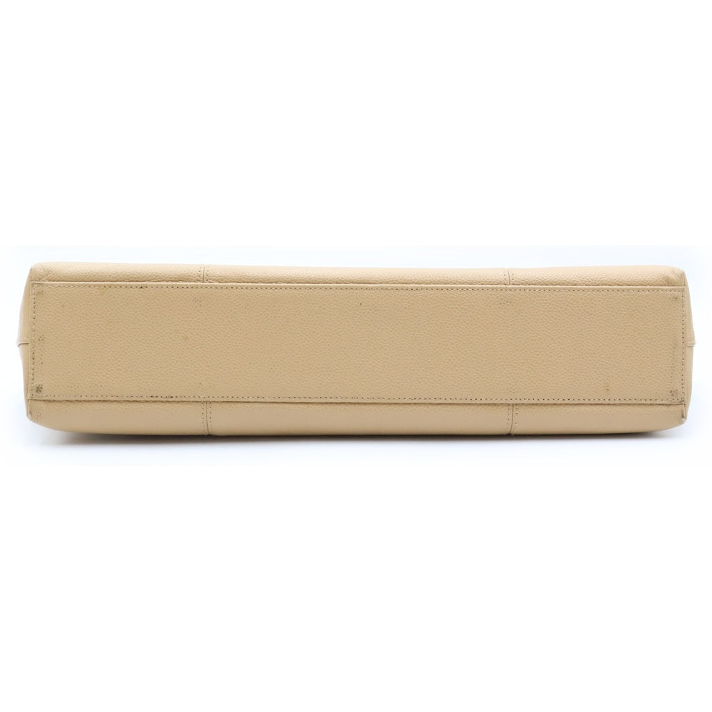 CHANEL(シャネル) ココマーク チェーントートバッグ ハンドバッグ ベージュ キャビスキン 6番台 シルバー金具 レディース