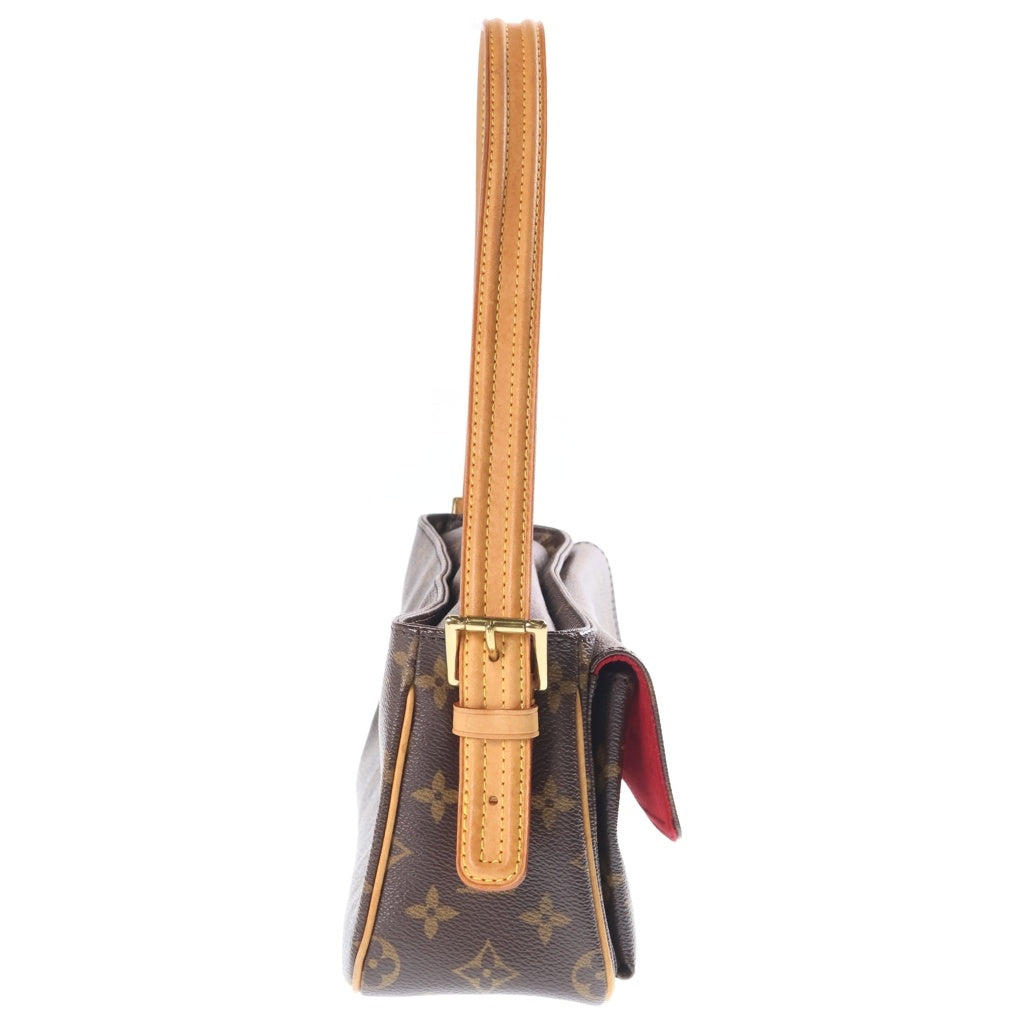 LOUIS VUITTON(ルイヴィトン) モノグラム ヴィヴァシテMM ワンショルダーバッグ ハンドバッグ ブラウン レザー×PVC M51164 ゴールド金具 レディース