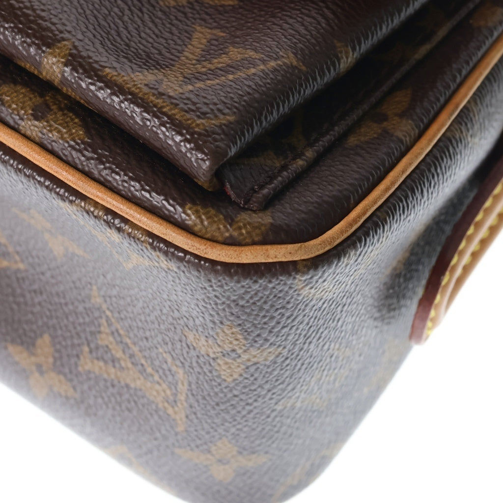 LOUIS VUITTON(ルイヴィトン) モノグラム ヴィヴァシテMM ワンショルダーバッグ ハンドバッグ ブラウン レザー×PVC M51164 ゴールド金具 レディース