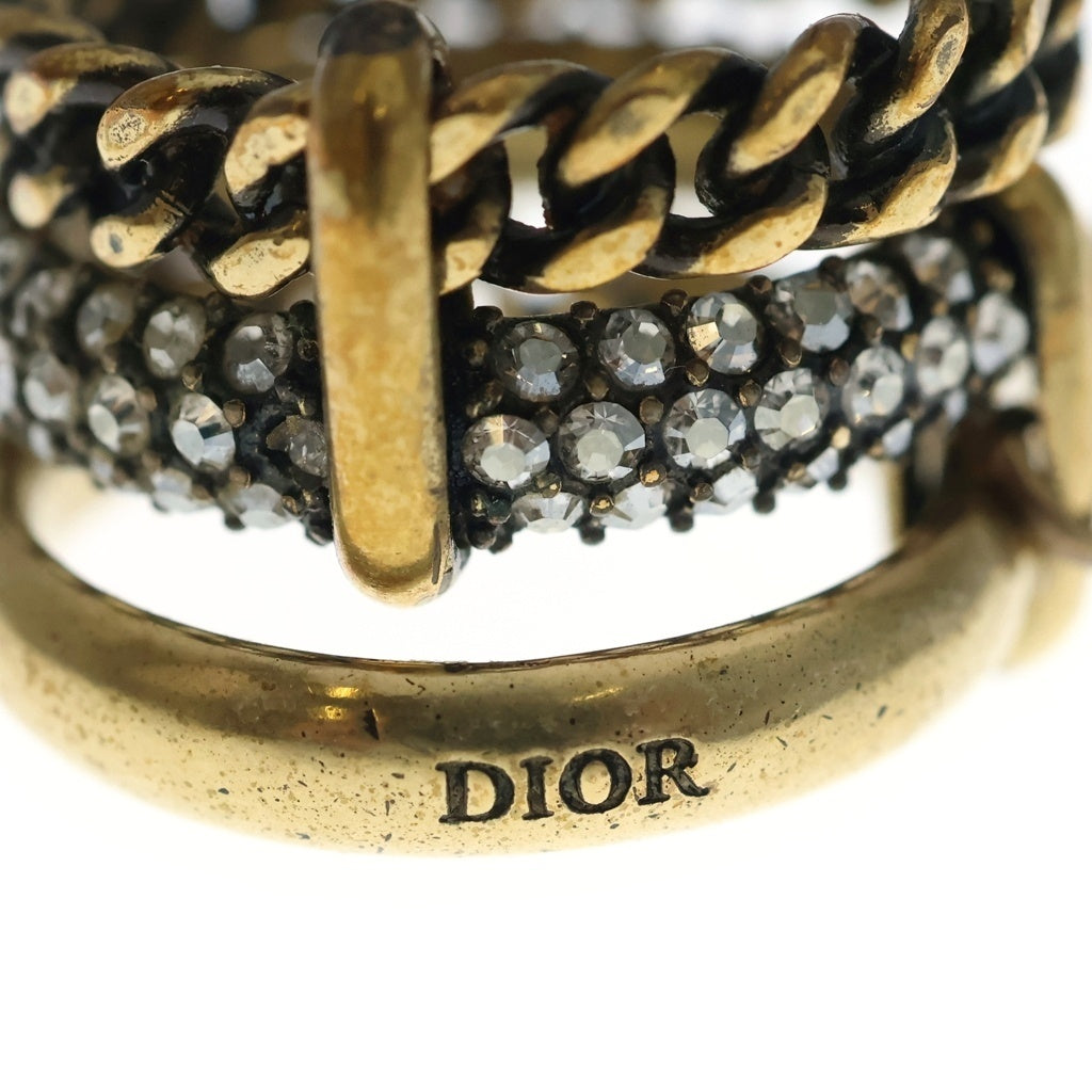 DIOR(ディオール) ジャディオール 3連 フェイクパール ラインストーンクリスタル リング ゴールド #12 レディース