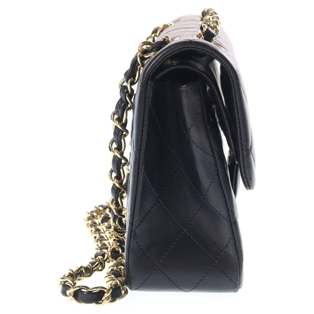 CHANEL(シャネル) マトラッセ23 ダブルフラップ ダブルチェーンショルダーバッグ ブラック ラムスキン 16番台 ゴールド金具 レディース