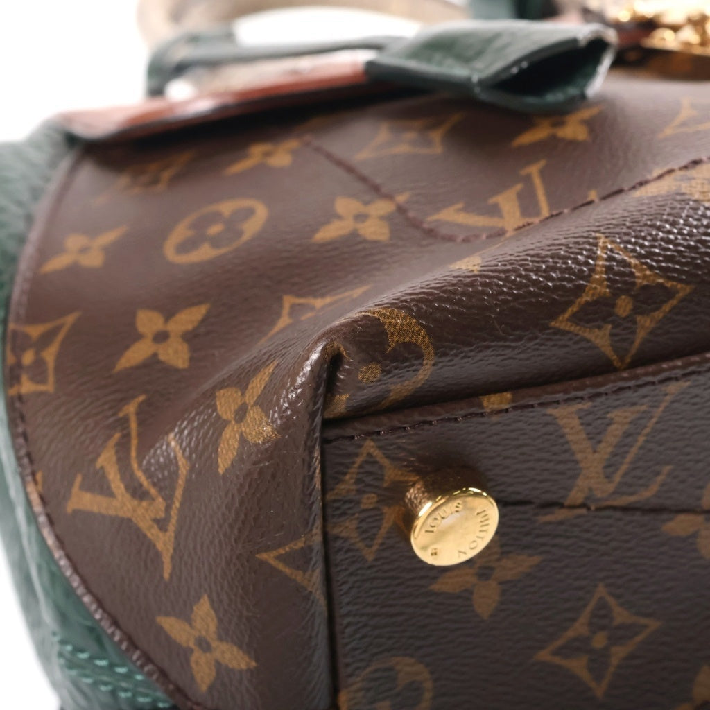LOUIS VUITTON(ルイヴィトン) モノグラム エキゾチックトートPM ハンドバッグ PVC×××レザー ブラウン×グリーン N91284 レディース