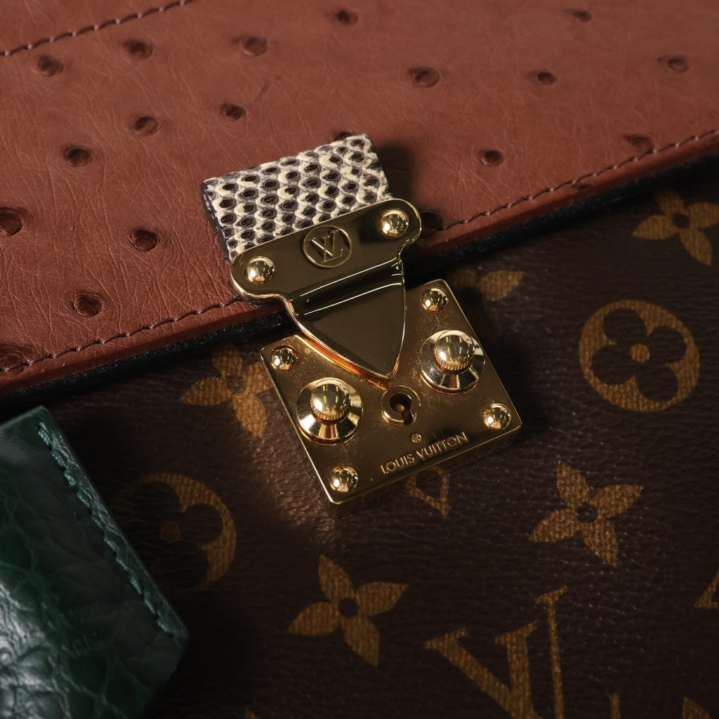 LOUIS VUITTON(ルイヴィトン) モノグラム エキゾチックトートPM ハンドバッグ PVC×××レザー ブラウン×グリーン N91284 レディース