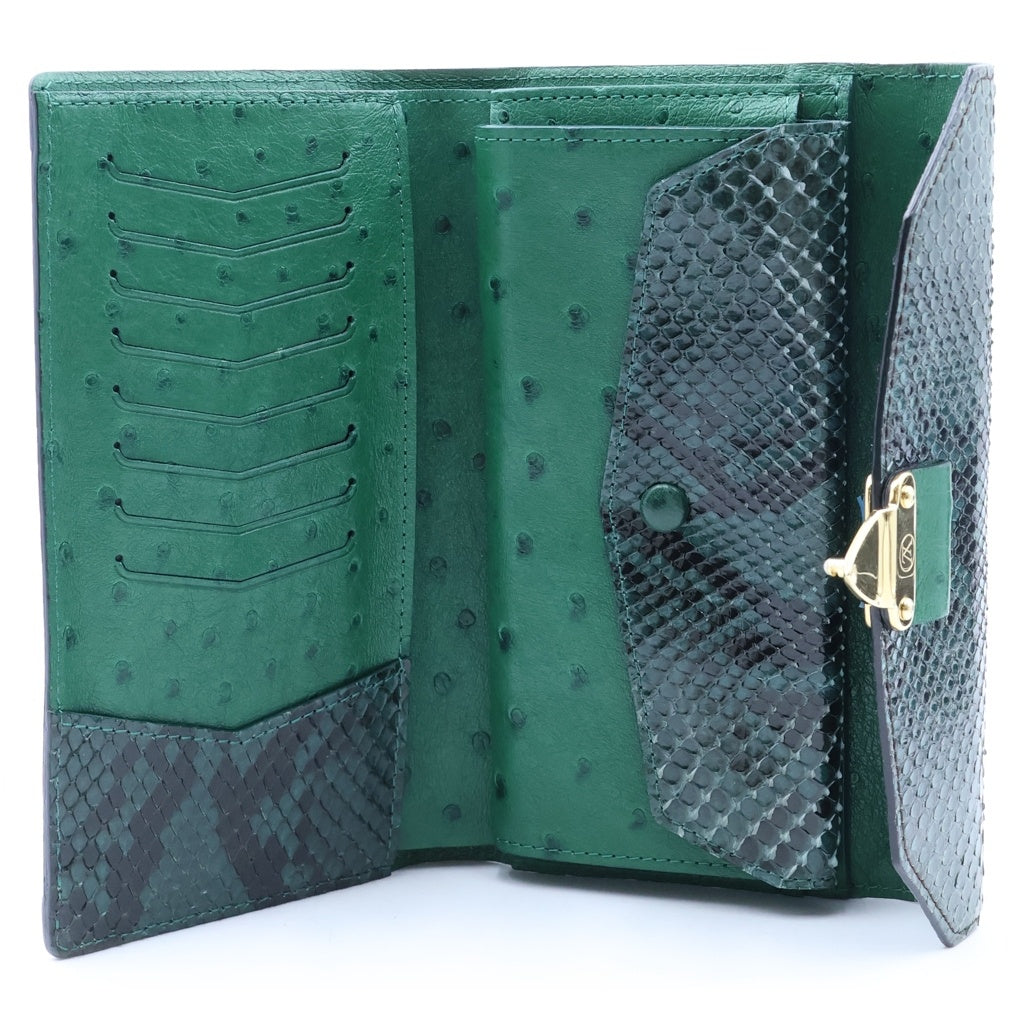 LOUIS VUITTON(ルイヴィトン) エキゾチックライン ヴェール パイソン 三つ折り長財布 ロング ウォレット ブラウン×グリーン N91289 ゴールド金具