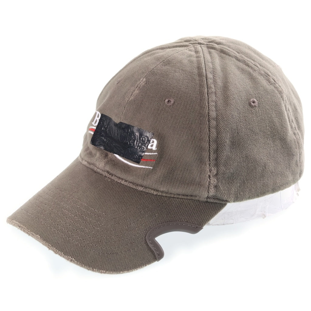 BALENCIAGA(バレンシアガ) テープロゴ キャップ 帽子 カーキ コットン 719364