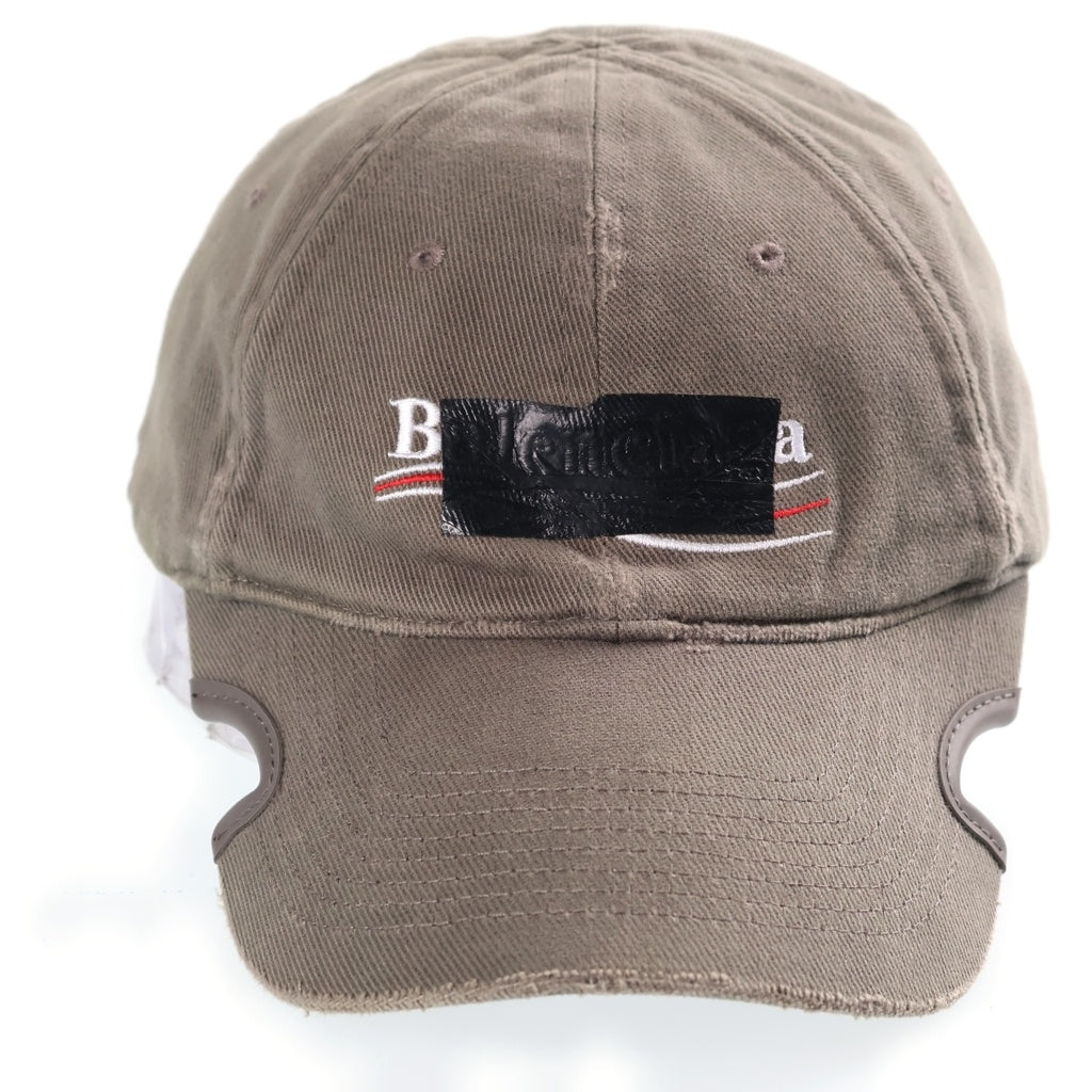 BALENCIAGA(バレンシアガ) テープロゴ キャップ 帽子 カーキ コットン 719364