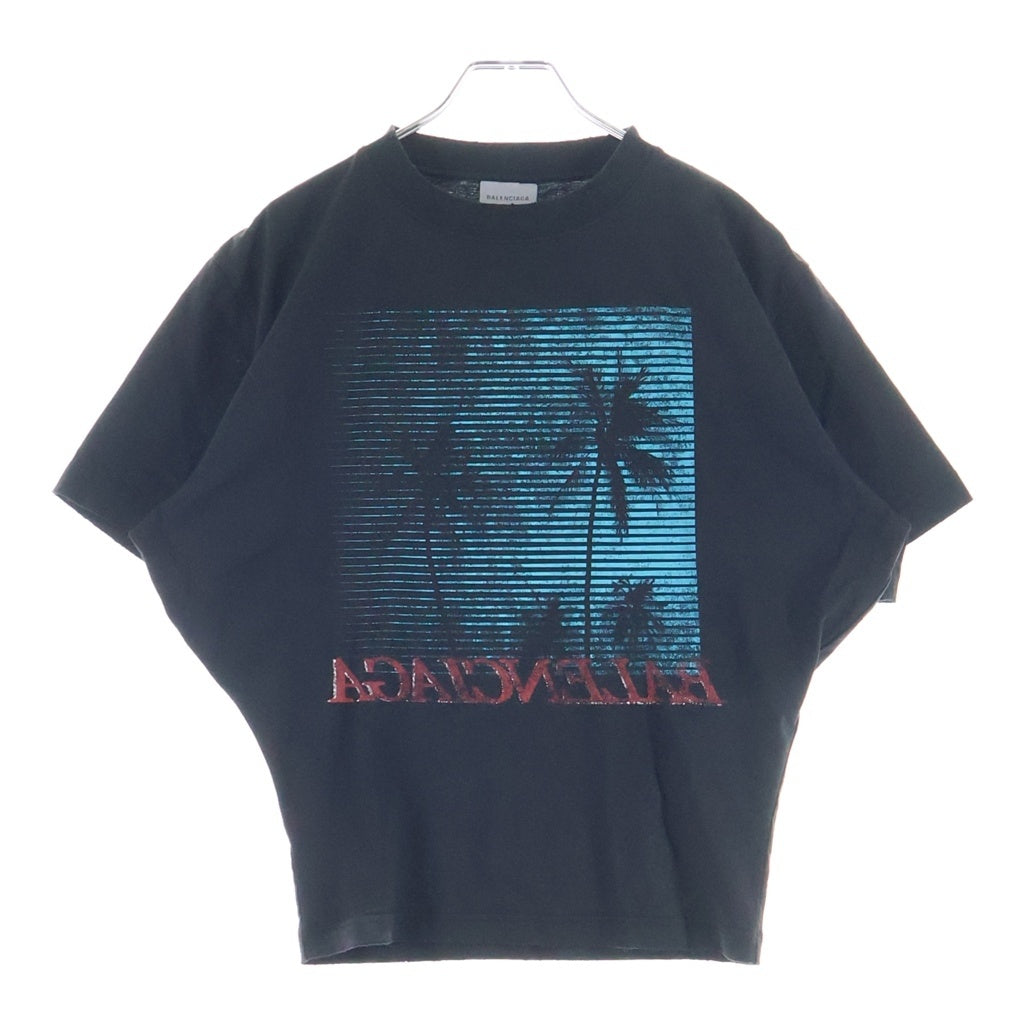 BALENCIAGA(バレンシアガ) ヴィンテージ ホリデー プリント ロゴTシャツ ブラック コットン A0016U