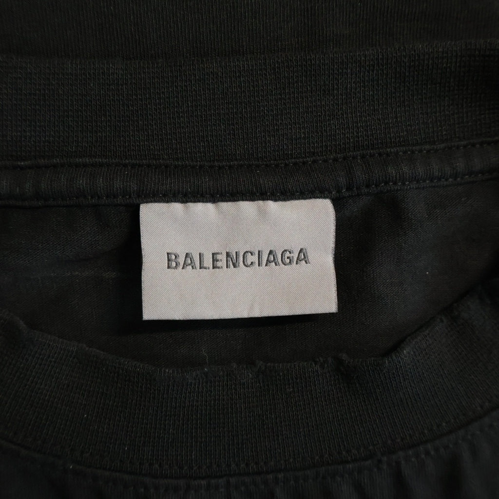BALENCIAGA(バレンシアガ) ヴィンテージ ホリデー プリント ロゴTシャツ ブラック コットン A0016U