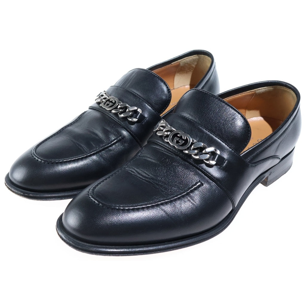 GUCCI(グッチ) インターロッキングG ローファー ブラック レザー 739774