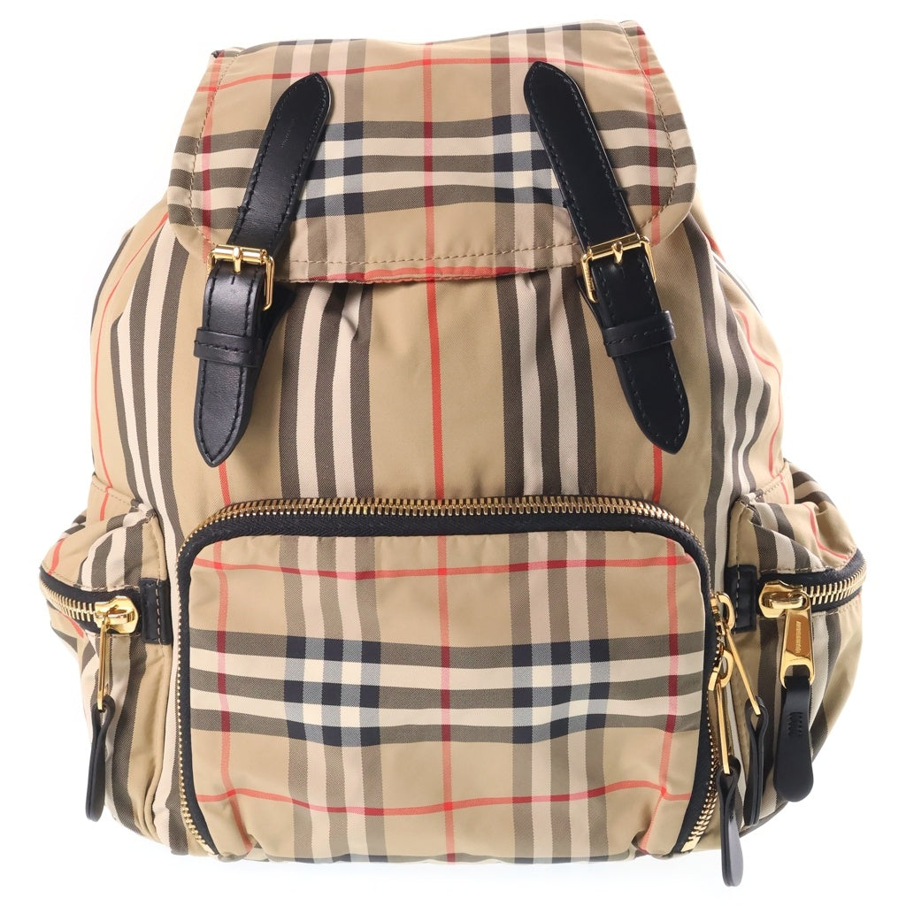 BURBERRY(バーバリー) ヴィンテージチェック バックパック リュック ナイロン×レザー ベージュ×ブラック 8032709 レディース
