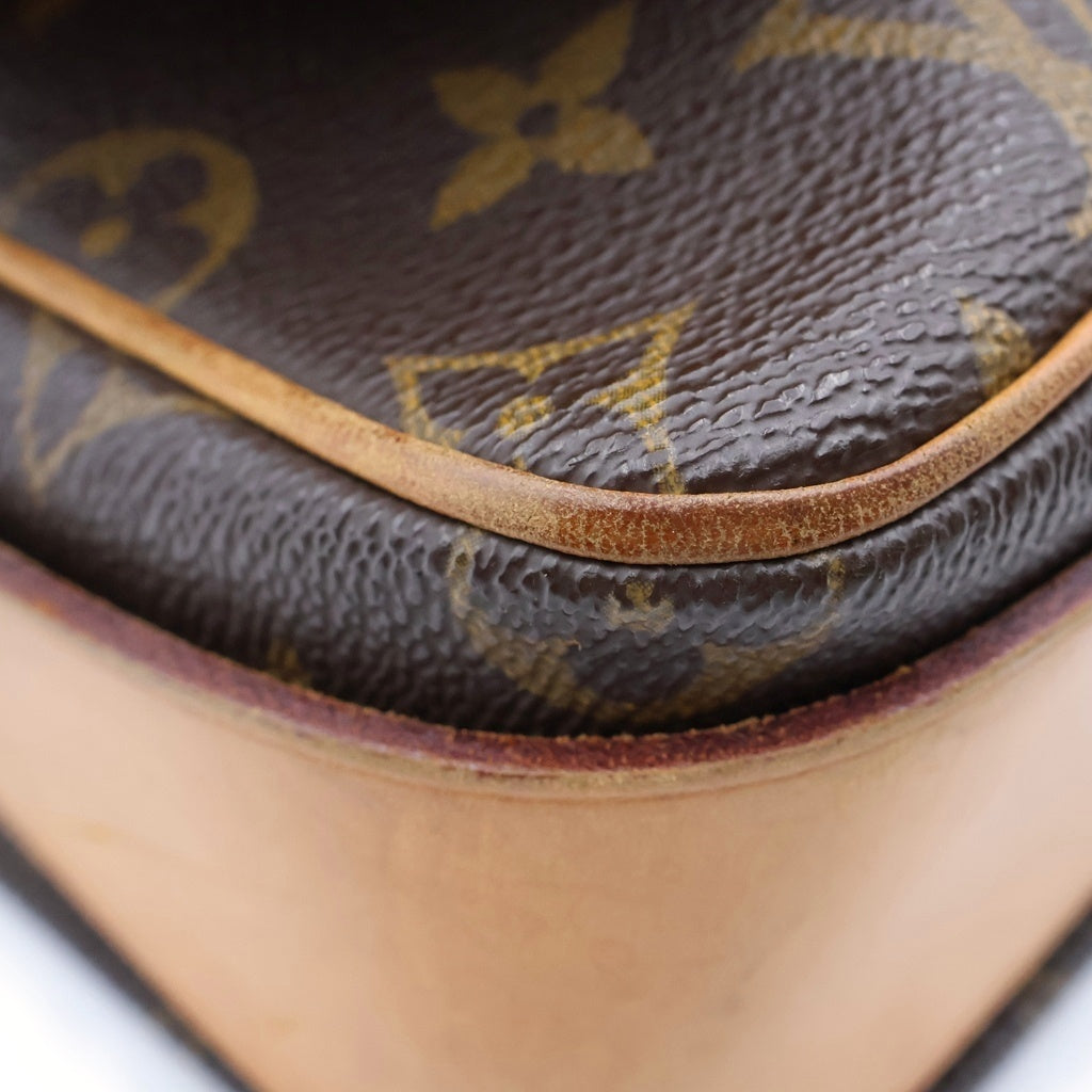 LOUIS VUITTON(ルイヴィトン) カルトシエールGM ショルダーバッグ ブラウン レザー×PVC M51252 ゴールド金具