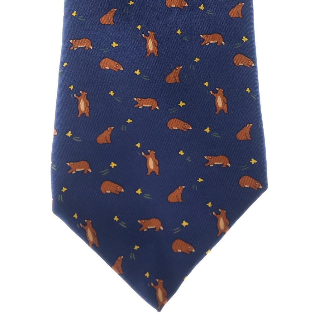 HERMES(エルメス) ネクタイ クマ シルク ブルー