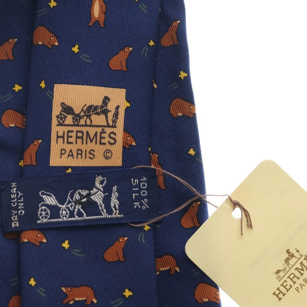 HERMES(エルメス) ネクタイ クマ シルク ブルー