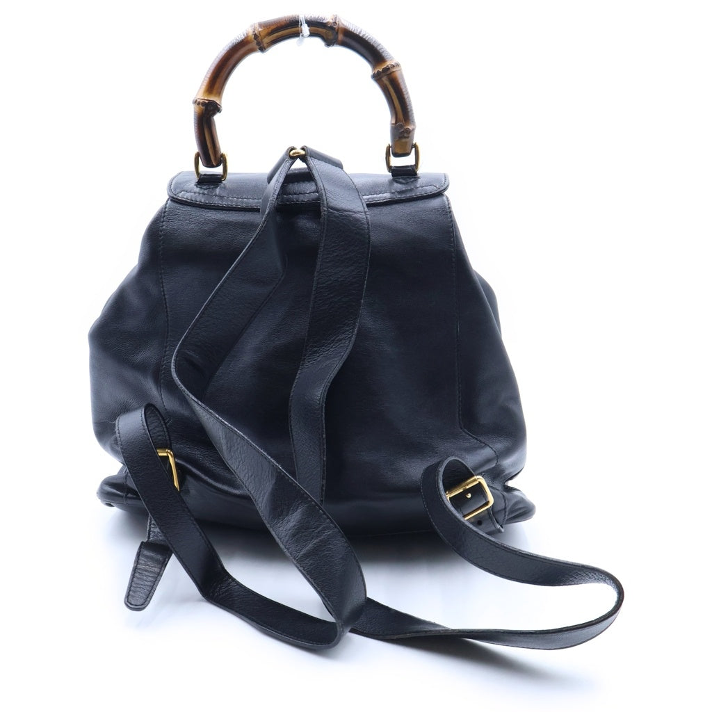 GUCCI(グッチ) バンブー リュックサック バックパック ブラック レザー 003・58・0016 ゴールド金具 レディース