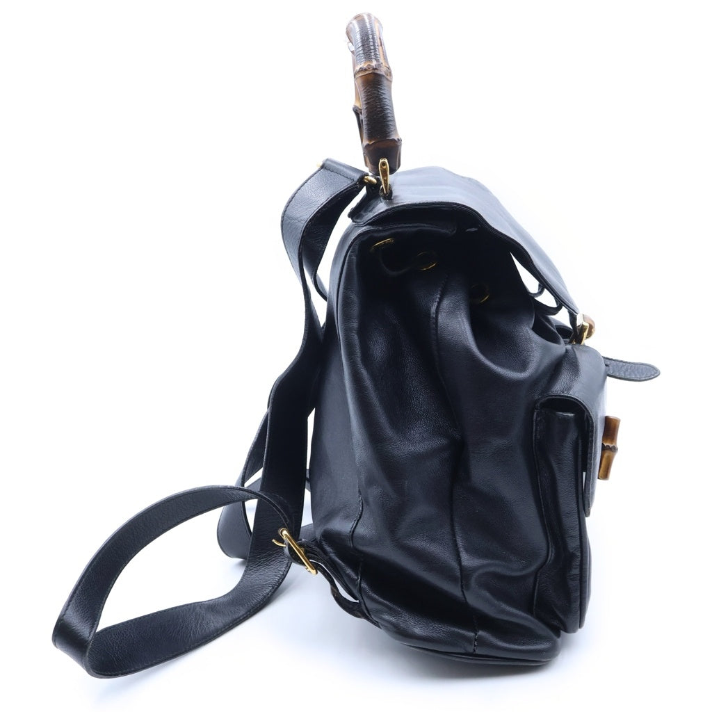 GUCCI(グッチ) バンブー リュックサック バックパック ブラック レザー 003・58・0016 ゴールド金具 レディース