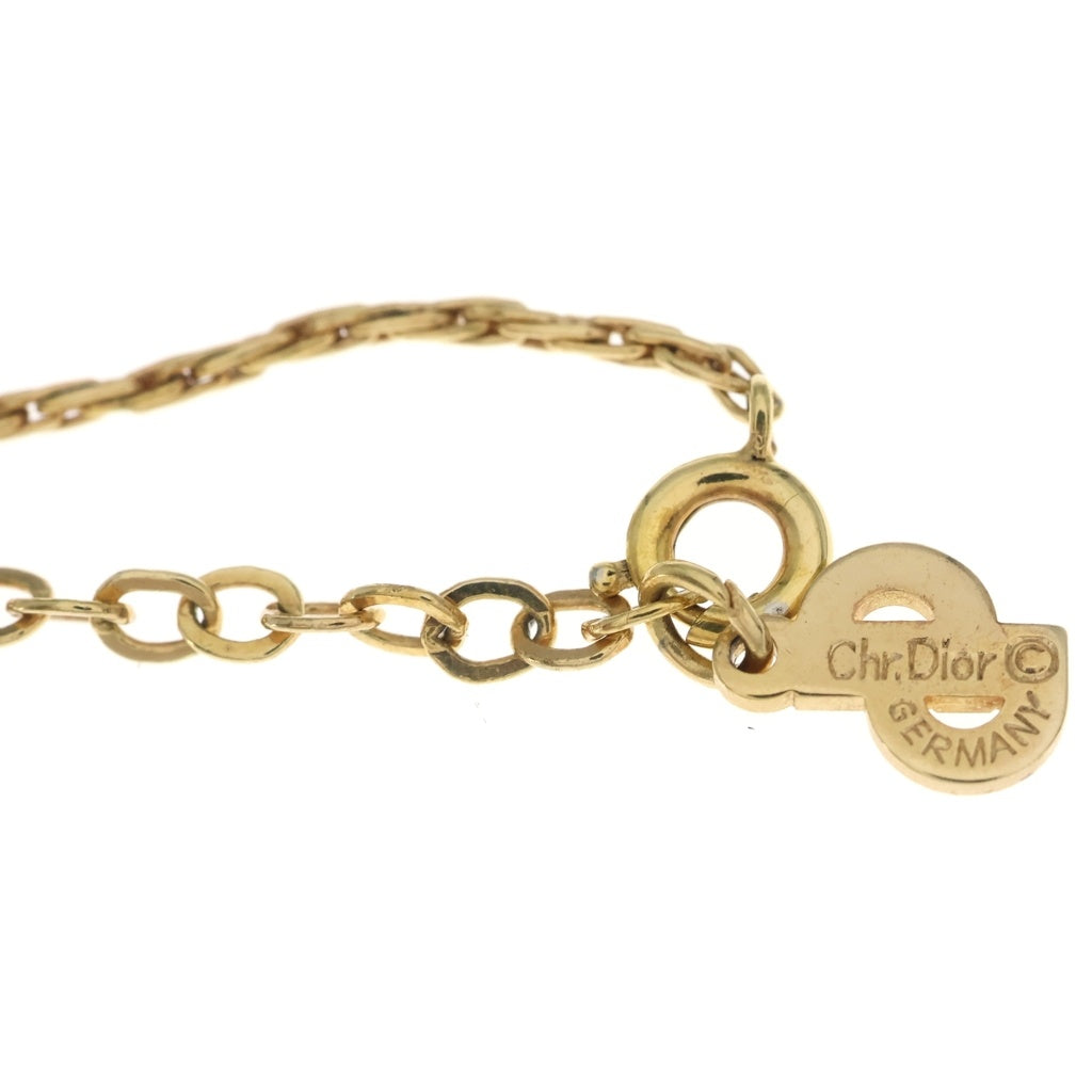 Christian Dior(クリスチャンディオール) リーフモチーフ ネックレス ペンダント ラインストーン GP ゴールド レディース