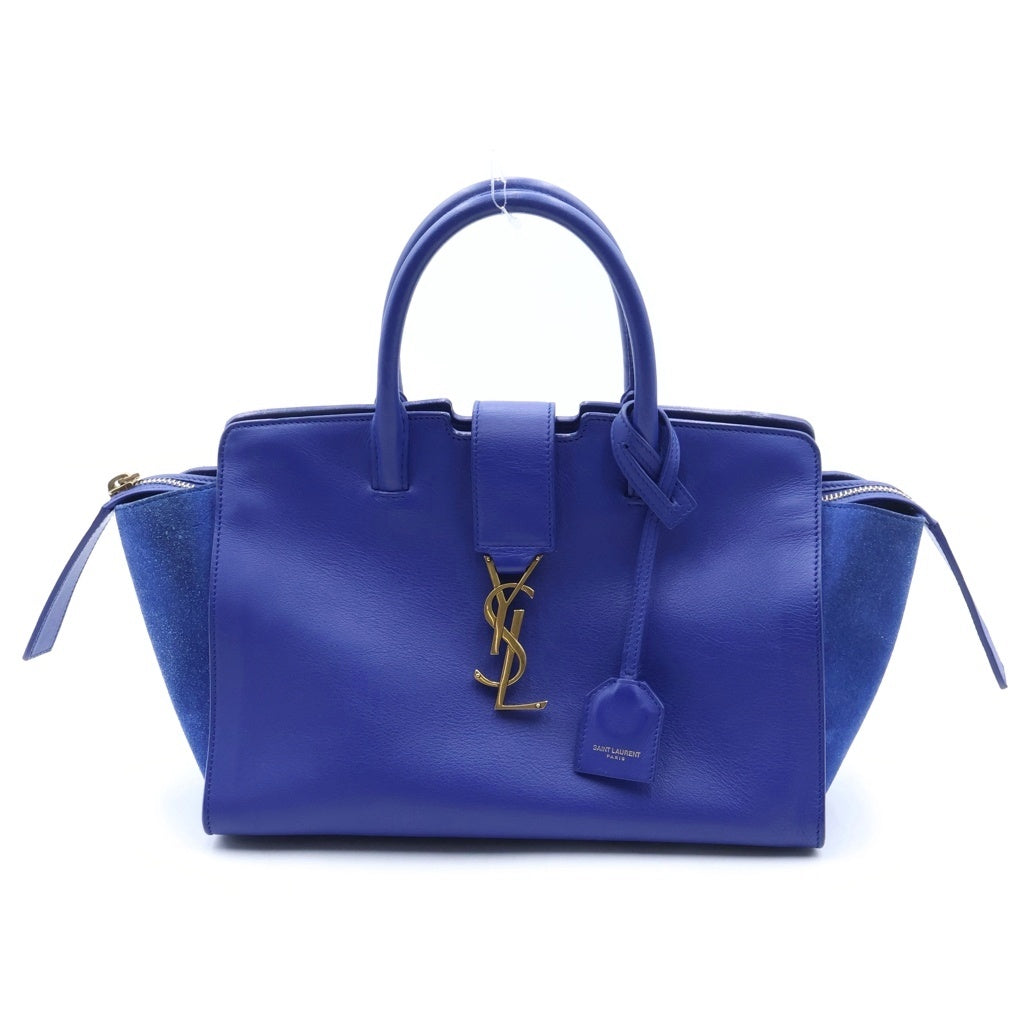 SAINT LAURENT PARIS(サンローランパリ) ダウンタウン ベイビー カバス 2WAYハンドバッグ ショルダーバッグ ブルー レザー 436834 ゴールド金具 レディース