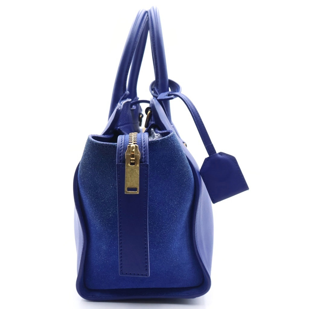 SAINT LAURENT PARIS(サンローランパリ) ダウンタウン ベイビー カバス 2WAYハンドバッグ ショルダーバッグ ブルー レザー 436834 ゴールド金具 レディース