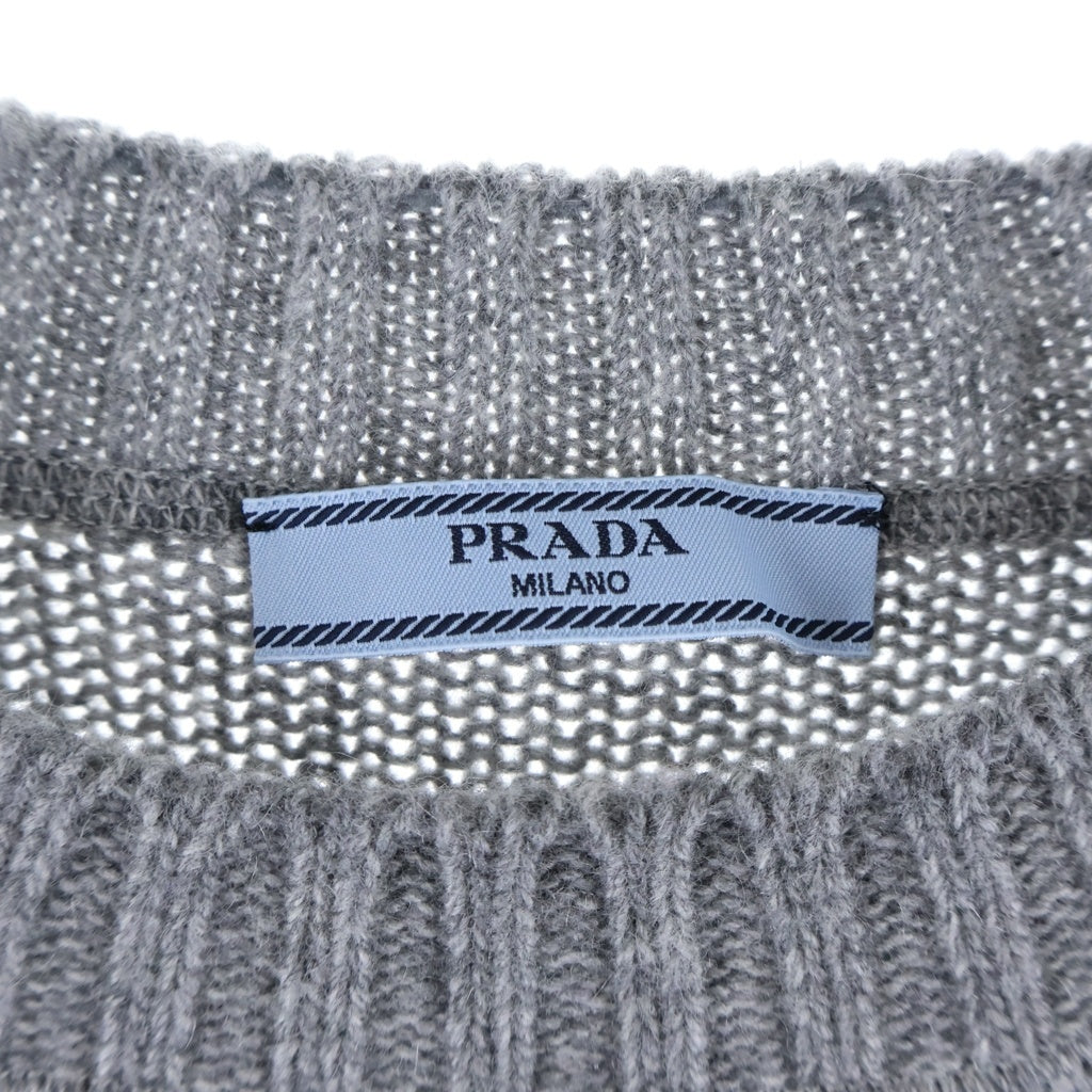 PRADA(プラダ) ロゴ クルーネックカシミヤセーター ニット グレー #36 P24G1V S232 1YMW レディース