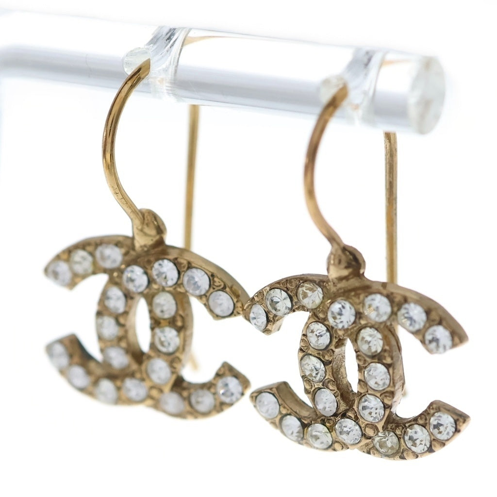 CHANEL(シャネル) ココマーク ラインストーン フック ピアス ゴールド 02A レディース