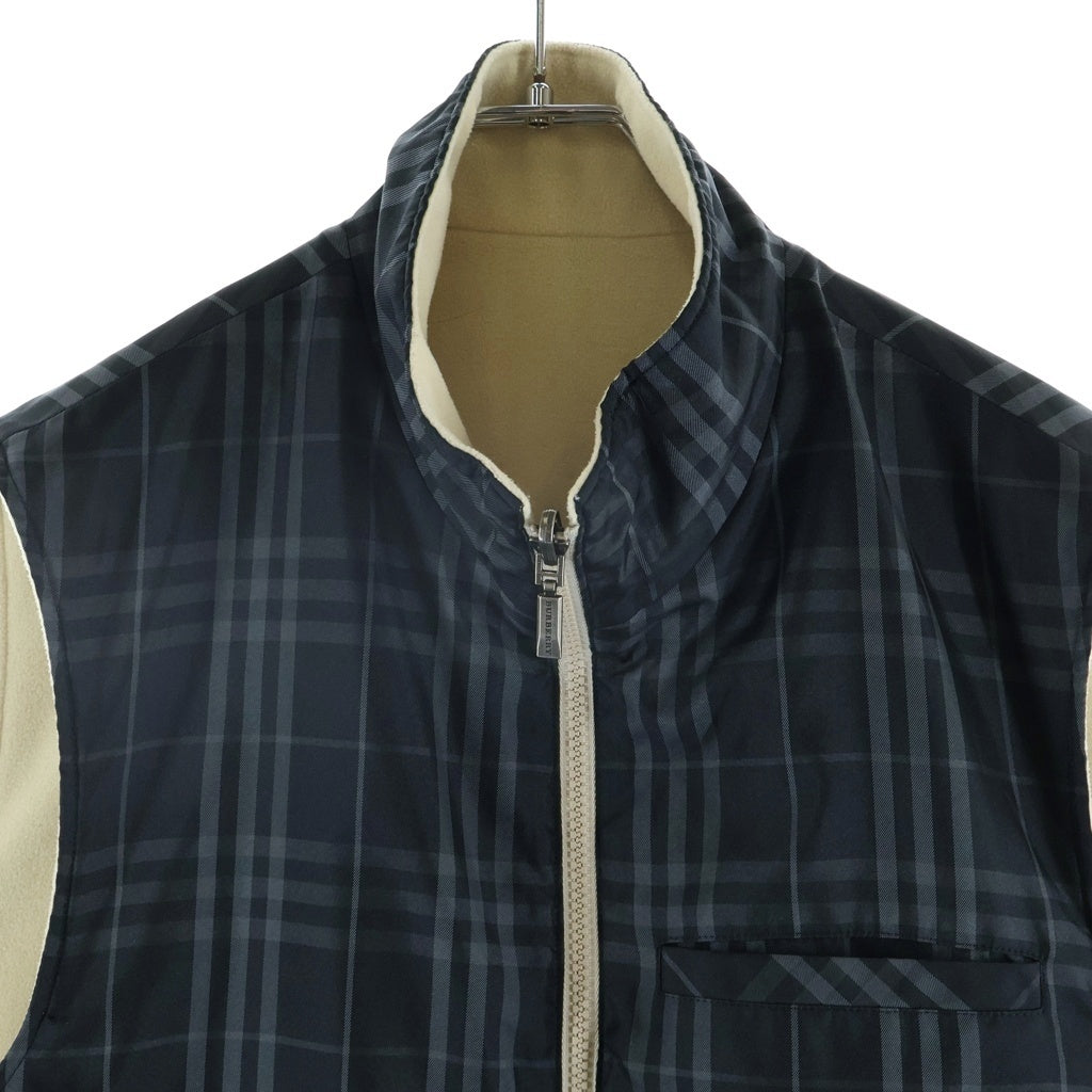 BURBERRY(バーバリー) GOLFライン リバーシブルベスト フリース メガチェック ロゴ刺繍 ベージュ/ブラック BFP51-351-40 レディース