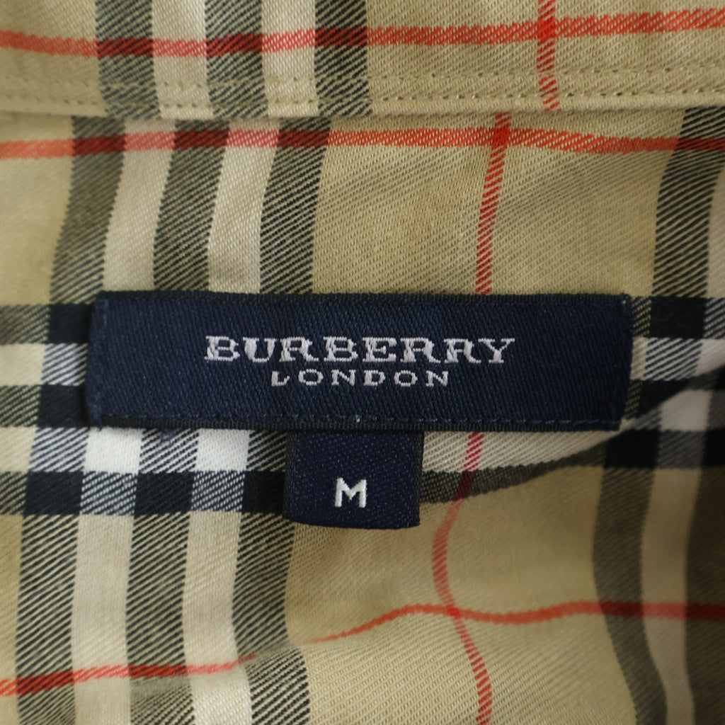 BURBERRY(バーバリー) ノヴァチェック ボタンダウン長袖シャツ ロゴ刺繍 コットン 総柄 ベージュ レディース