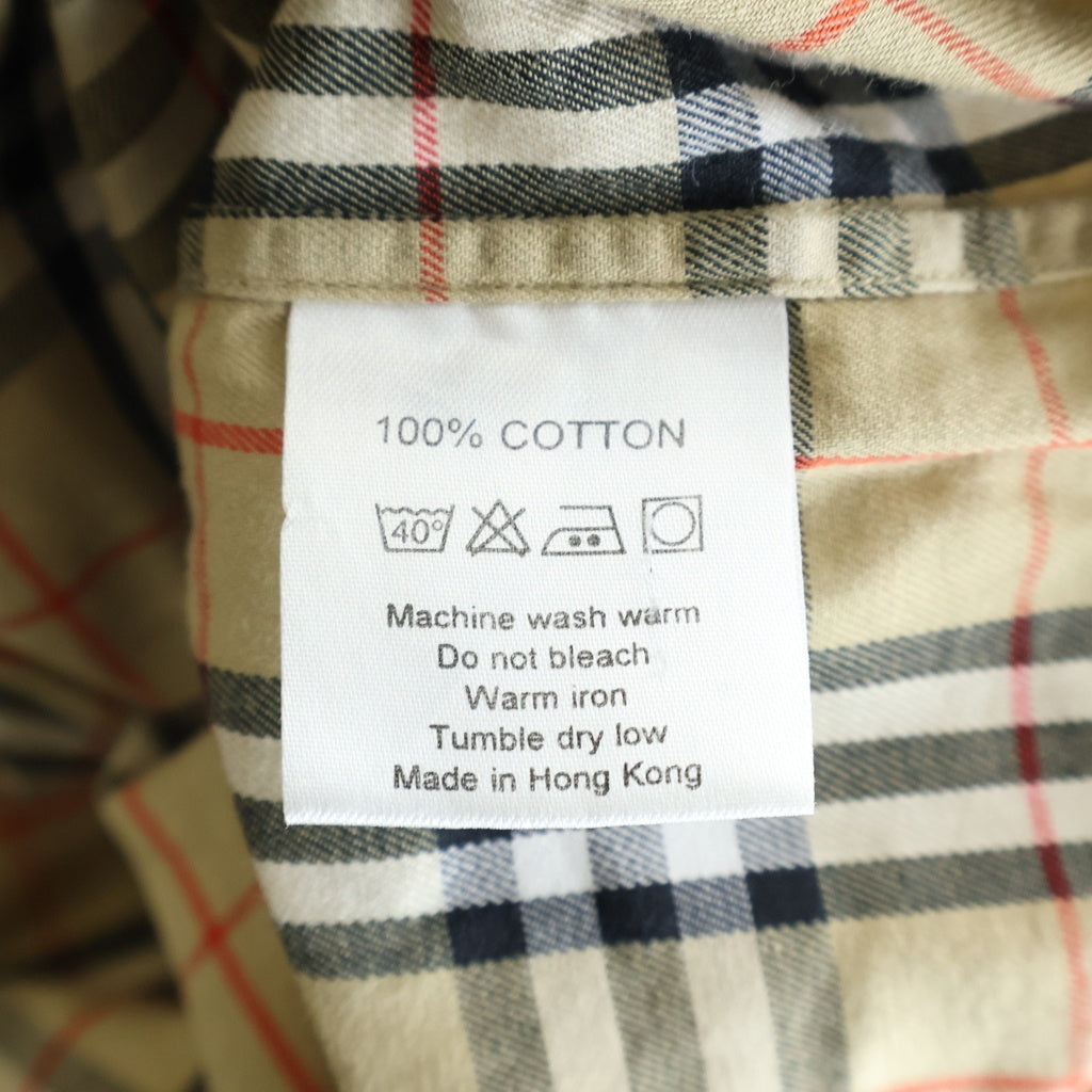 BURBERRY(バーバリー) ノヴァチェック ボタンダウン長袖シャツ ロゴ刺繍 コットン 総柄 ベージュ レディース