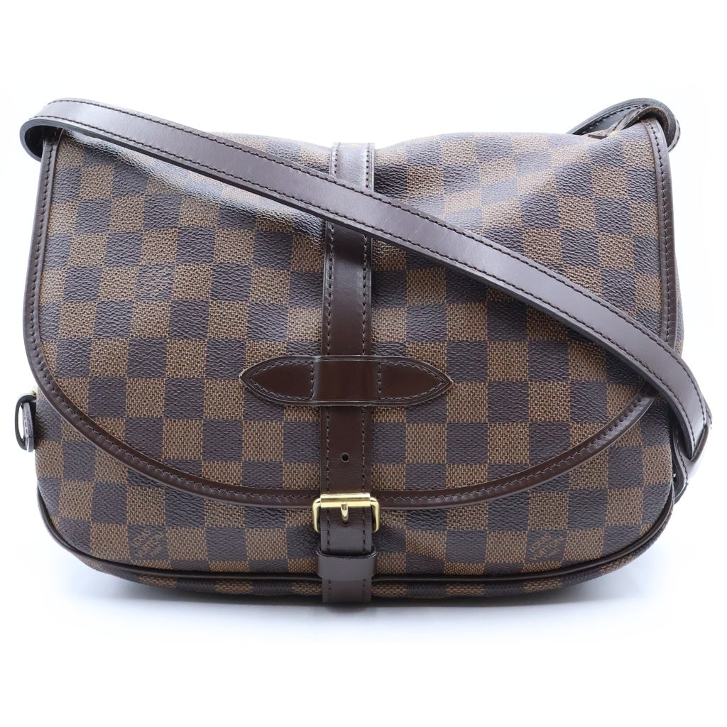 LOUIS VUITTON(ルイヴィトン) ダミエ ソミュール ショルダーバッグ ブラウン レザー×PVC N48081 ゴールド金具