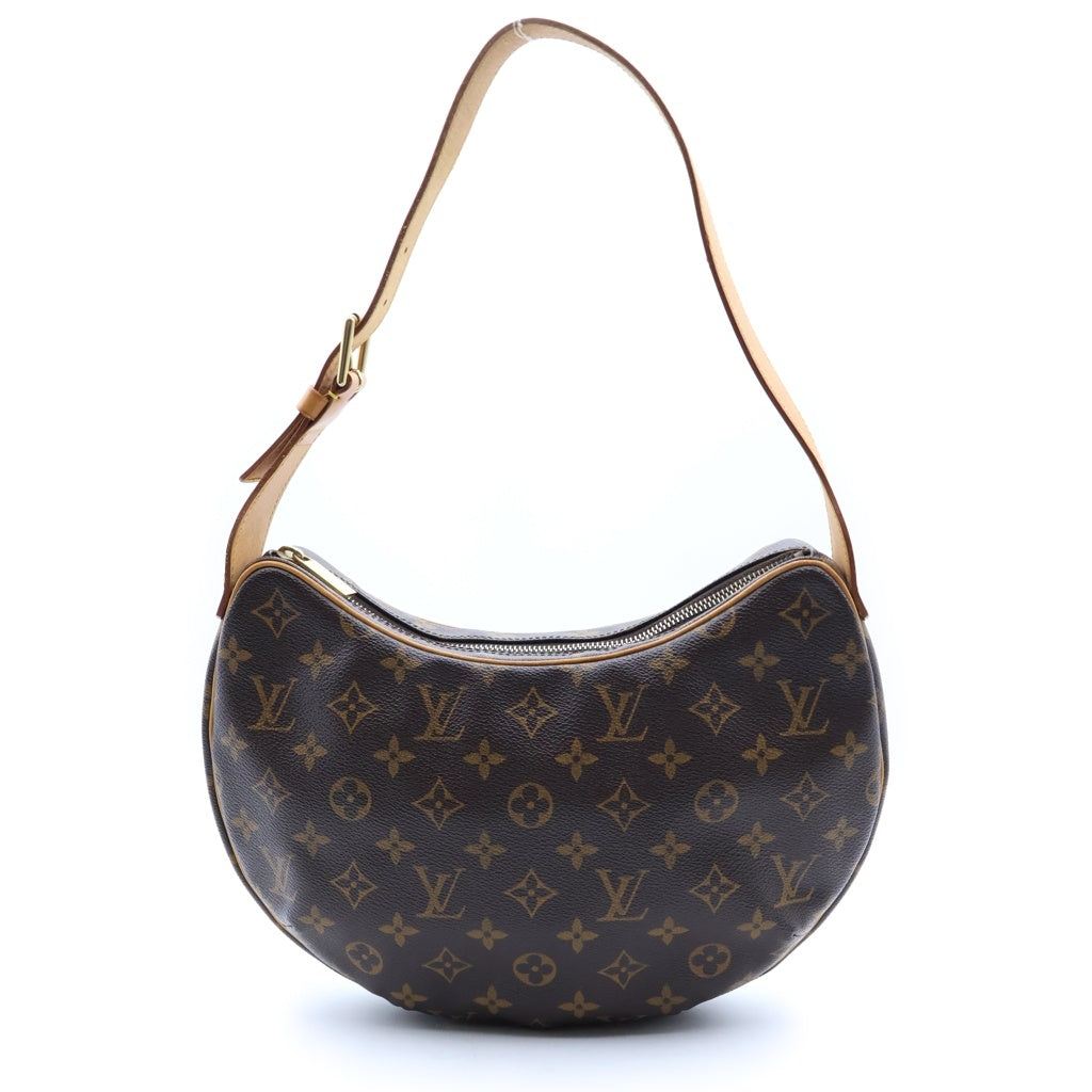 LOUIS VUITTON(ルイヴィトン) モノグラム クロワッサンMM ショルダーバッグ ブラウン レザー×PVC M51512 ゴールド金具 レディース