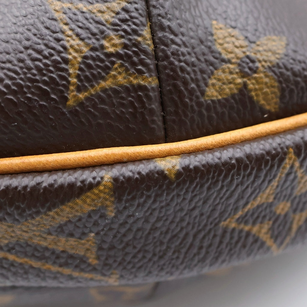 LOUIS VUITTON(ルイヴィトン) モノグラム クロワッサンMM ショルダーバッグ ブラウン レザー×PVC M51512 ゴールド金具 レディース