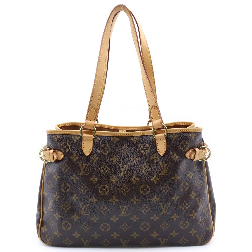 LOUIS VUITTON(ルイヴィトン) モノグラム バティニョールオリゾンタル ハンドバッグ トートバッグ ブラウン レザー×PVC M51154 ゴールド金具 レディース